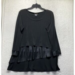 Eva Varro Womens Size L Black 3/4 Sleeve Scoop Neck Blouse Top (J13)